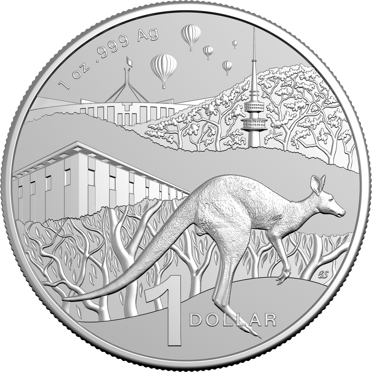Australia 2025 $1 KANGAROO SERIES - BUSH CAPITAL CANBERRA ACT 1oz .999 Fine Silver Coin