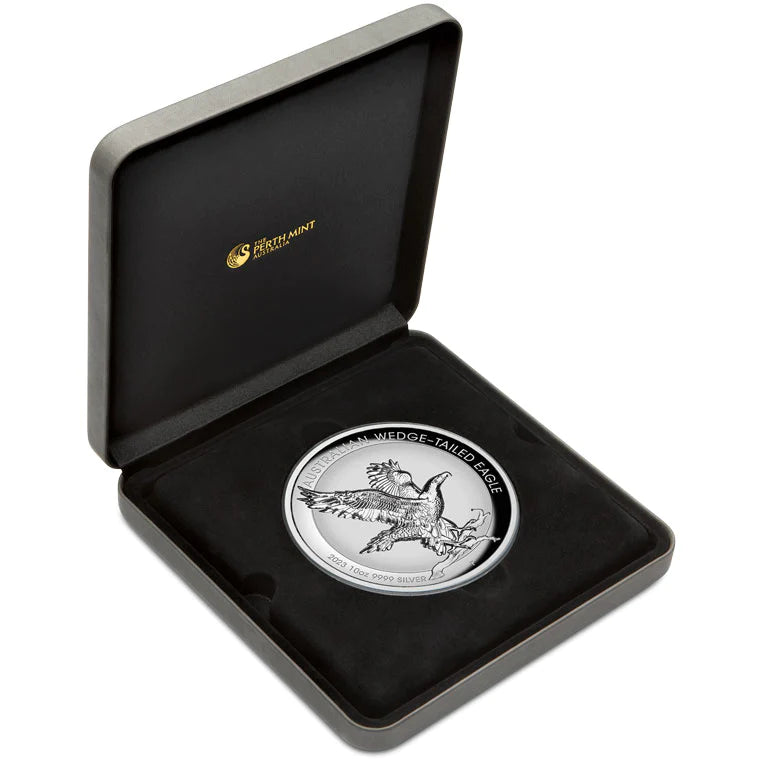 Australian Wedge-Tailed Eagle 2023 $10 10oz .9999 Silver Incused Coin High Relief 500 Minted Perth Mint
