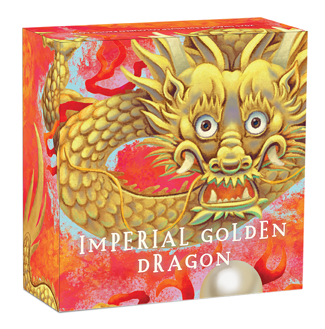 Box of 'Imperial Golden Dragon' with a colorful dragon design on a red background