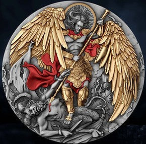Niue 2024 $5 MICHAEL 2oz .999 High Relief Gilded Antiqued Silver Coin