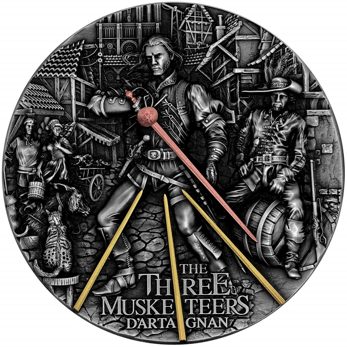 Niue 2022 $5 The Three Musketeers D’Artagnan 2oz .999 Silver Antiqued Coin