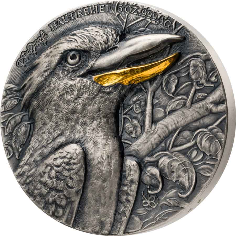 Ivory Coast 2022 5000 Francs CFA Signature Edition Kookaburra 2 x 5oz .999 Antique Silver Set