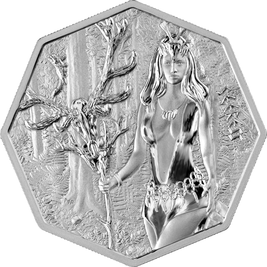Germania 2023 5 Mark Witchcraft Seeress 1oz Silver BU Octagonal Coin Reverse
