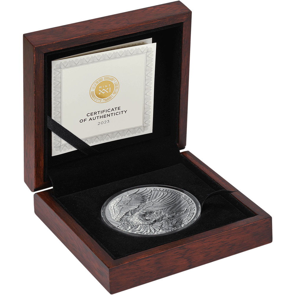Ghana 2023 10 Cedis Life Quotes EAGLE and RAVEN 2oz .999 Silver Antiqued Coin