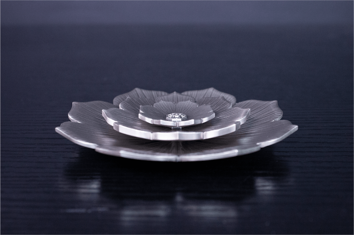 KOMSCO South Korea 2023 Lotus Flower 8oz Silver Antique 3-Piece Stacker