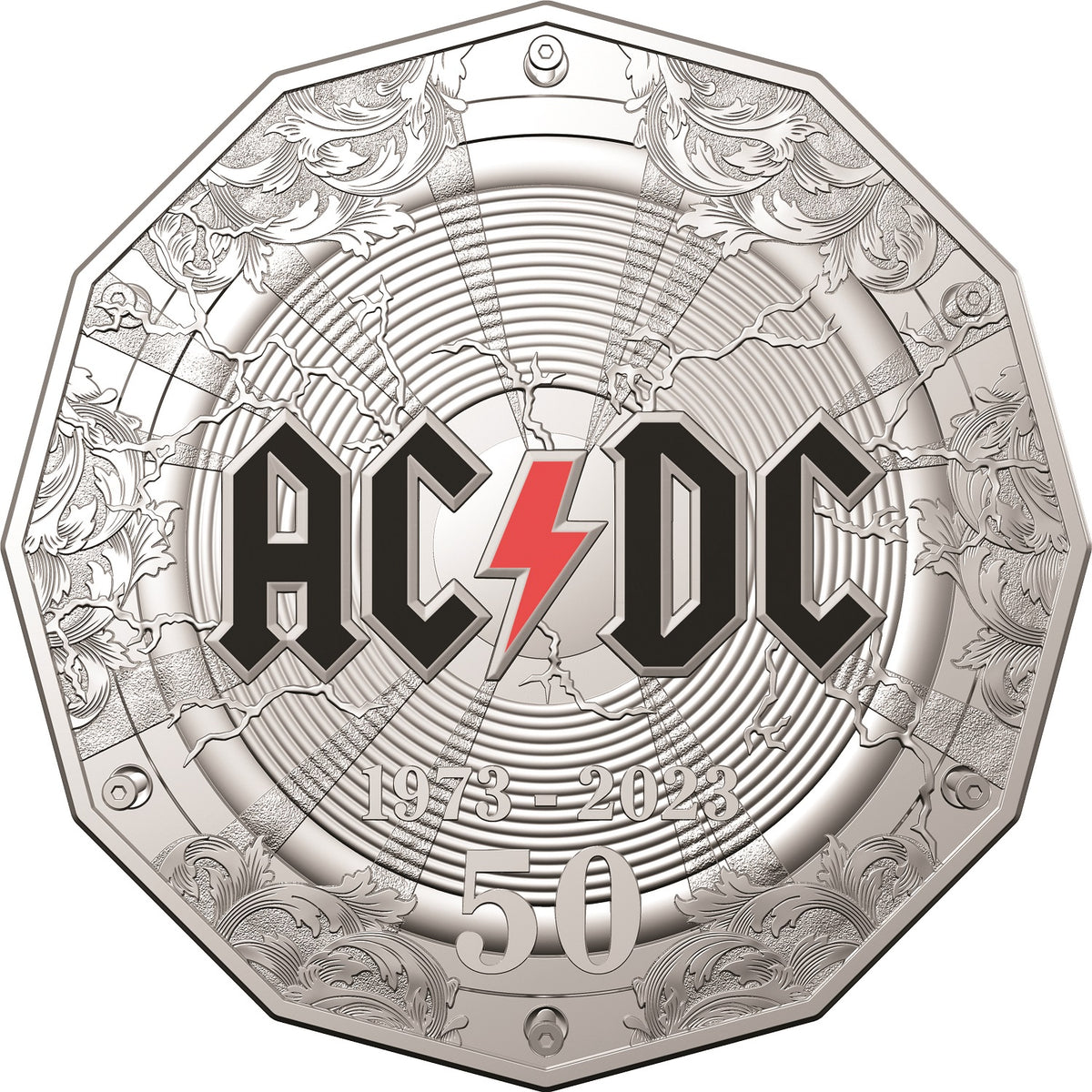 Australia 2023 50 Cent 50th Anniversary of AC/DC (ACCA DACCA) CuNi Coloured Uncirculated Coin