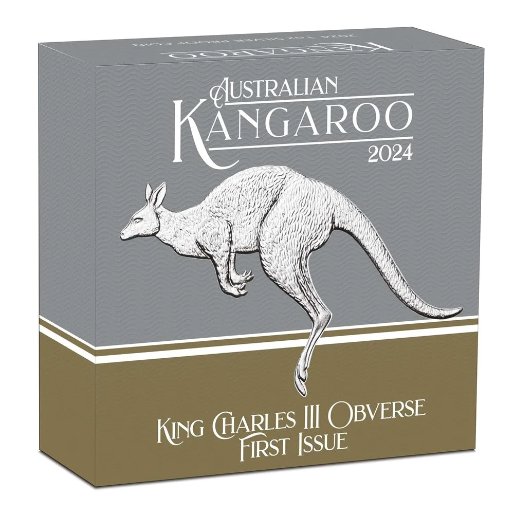 2024 $1 Australian Kangaroo King Charles III Obverse First Issue 1oz Silver Proof Coin