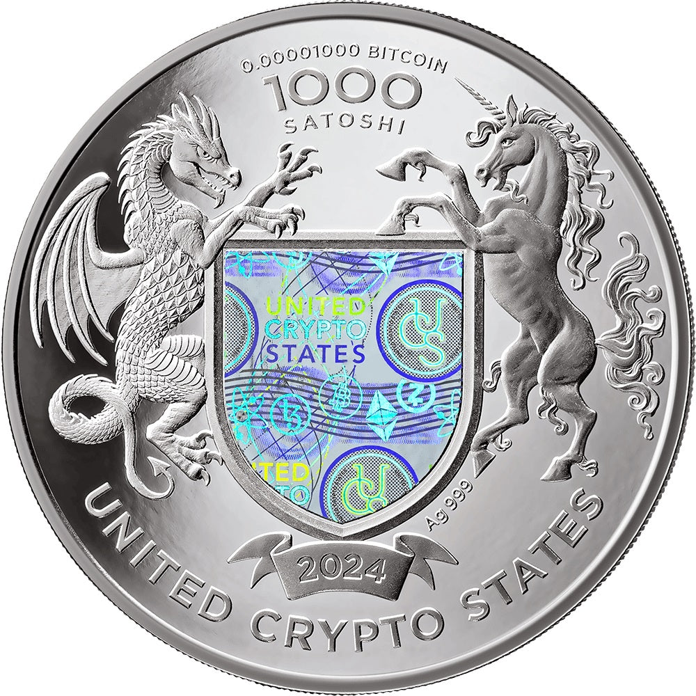 2024 United Crypto States .999 1 oz Silver Liberty of Ukraine Proof Coin Obverse Side