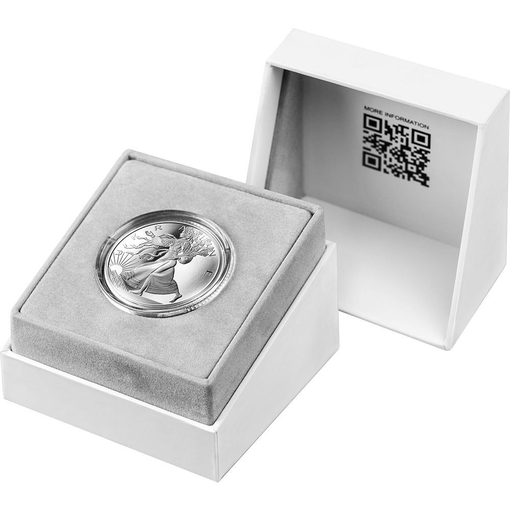 2024 United Crypto States .999 1 oz Silver Liberty of Ukraine Proof Coin Box