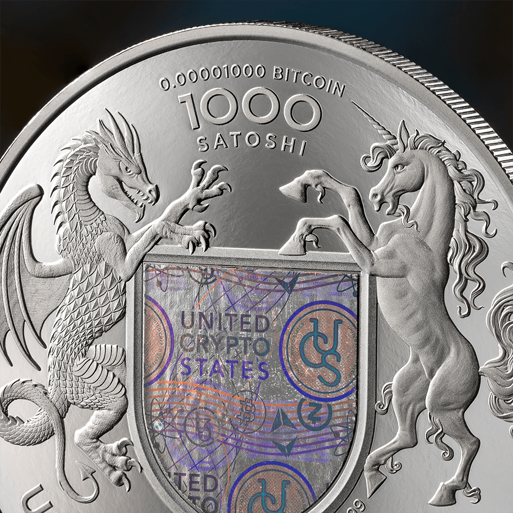 2024 United Crypto States .999 1 oz Silver Liberty of Ukraine Proof Coin Detail of the Obverse