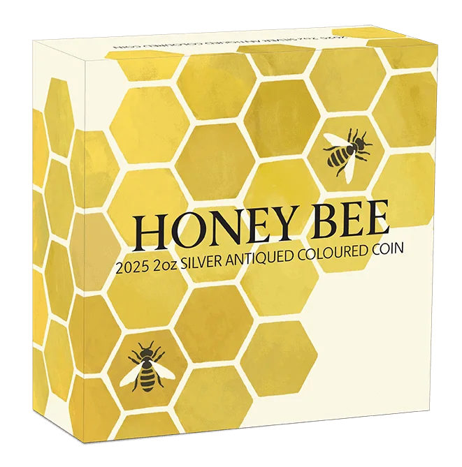 Ausralia 2025 $2 HONEY BEE 2oz .9999 Silver Antiqued Coloured Coin