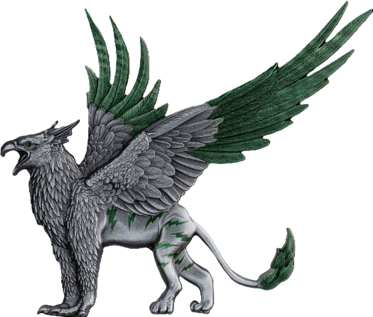 PRE -ORDER KOMSCO South Korea 2025 Mythical Beasts The Griffin 2 oz .999 Antiqued Silver Shaped Colorized Stacker