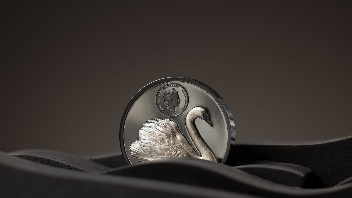 Cook Islands 2023 $10 Black Swan 2oz Silver High Relief Coin CIT Smartminting®