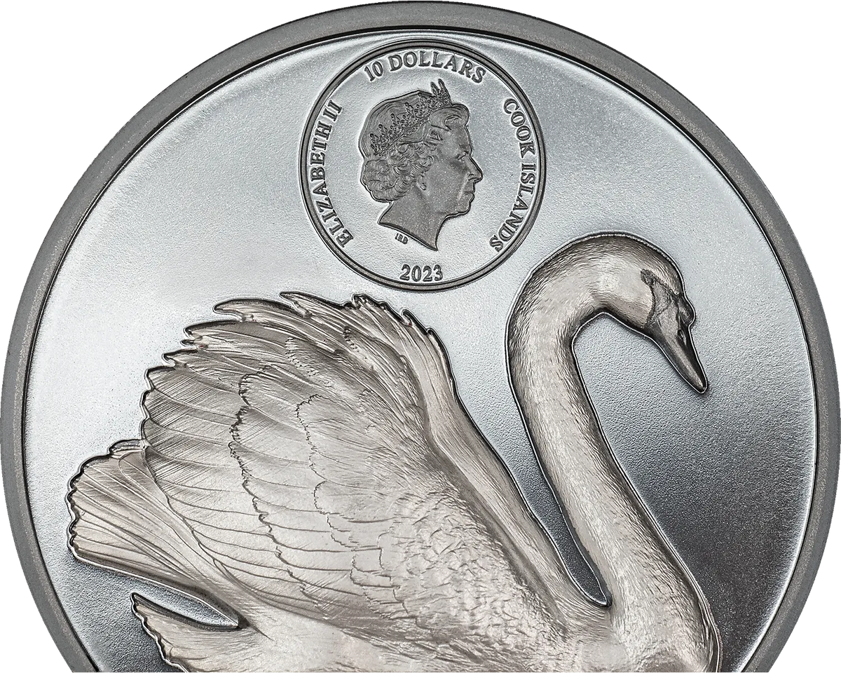 Cook Islands 2023 $10 Black Swan 2oz Silver High Relief Coin CIT Smartminting®