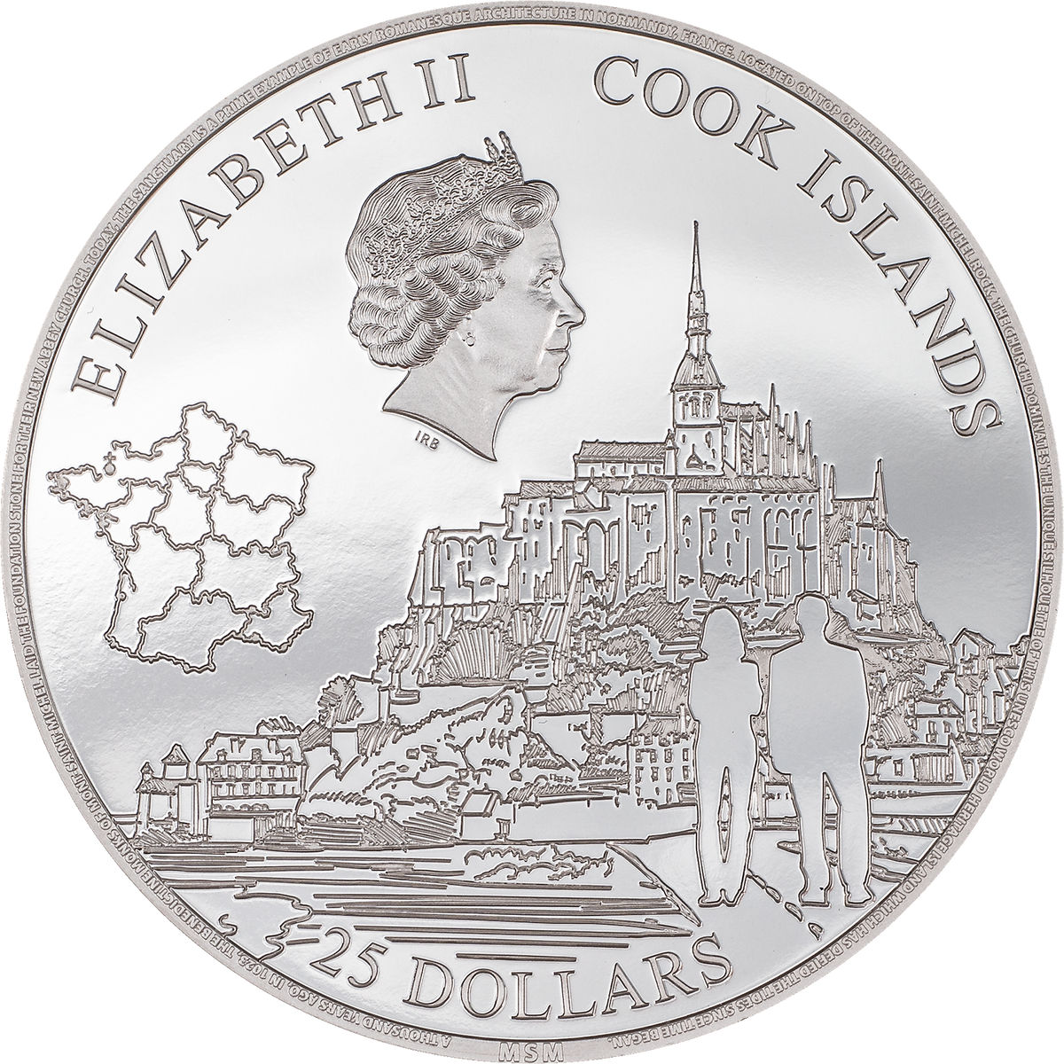 Cook Islands 2023 $25 Mont-Saint-Michel 5oz .999 Silver Coin CIT Smartminting®