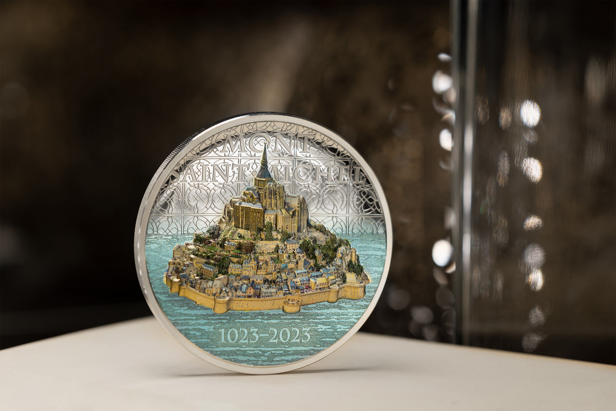 Cook Islands 2023 $25 Mont-Saint-Michel 5oz .999 Silver Coin CIT Smartminting®