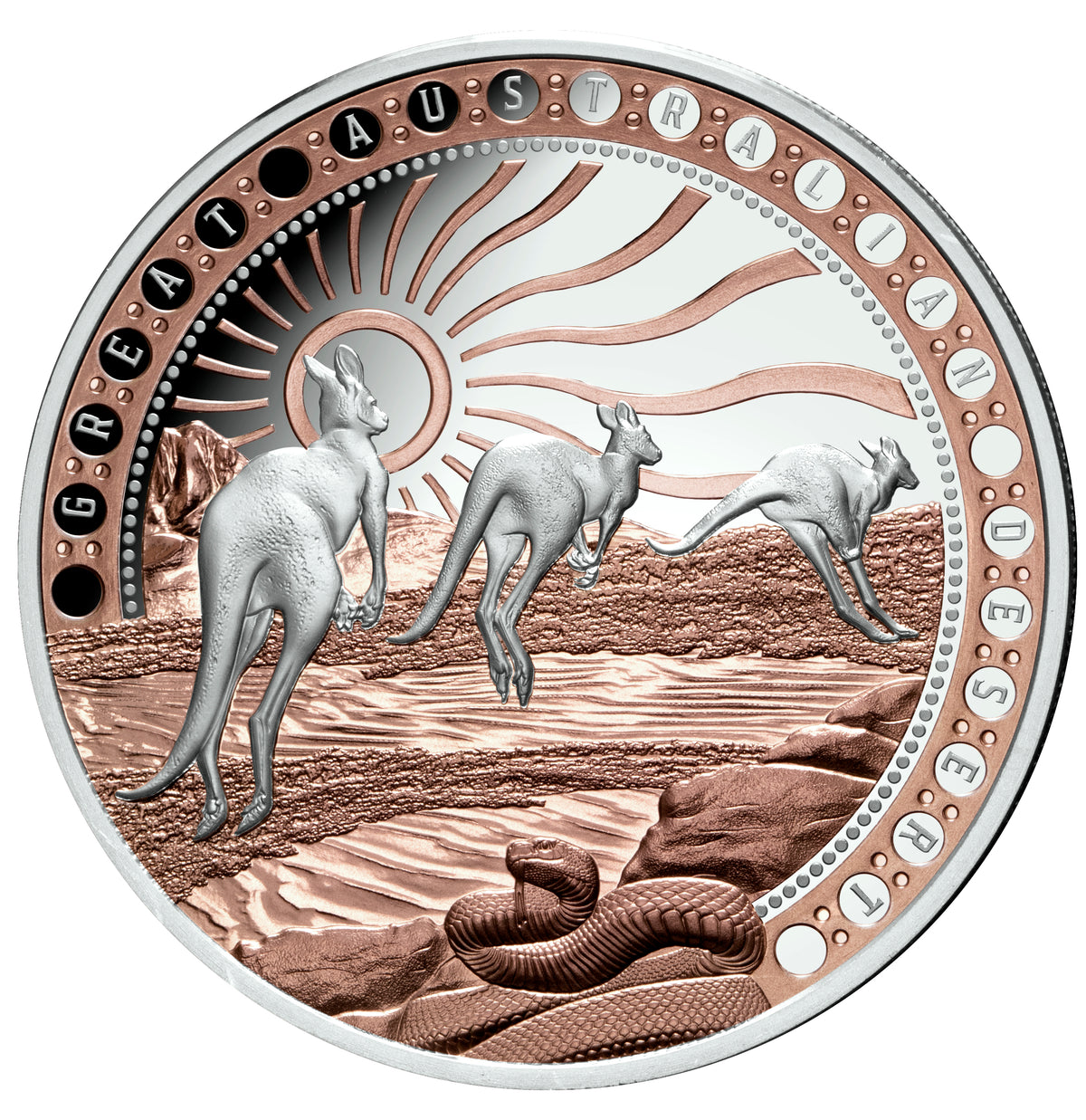 Niue 2023 $1 Great Australian Desert Rose Gold Plated 1oz .999 Silver Proof Coin