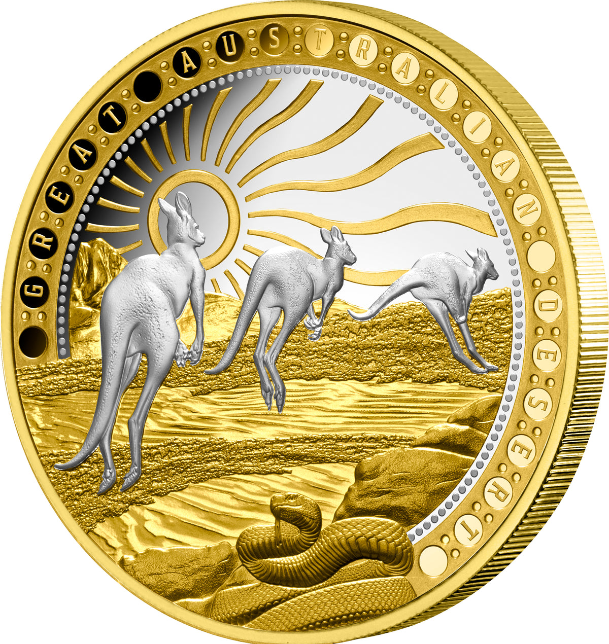Niue 2023 $100 Great Australian Desert 1oz .9999 Gold Platinum Plated Proof Coin