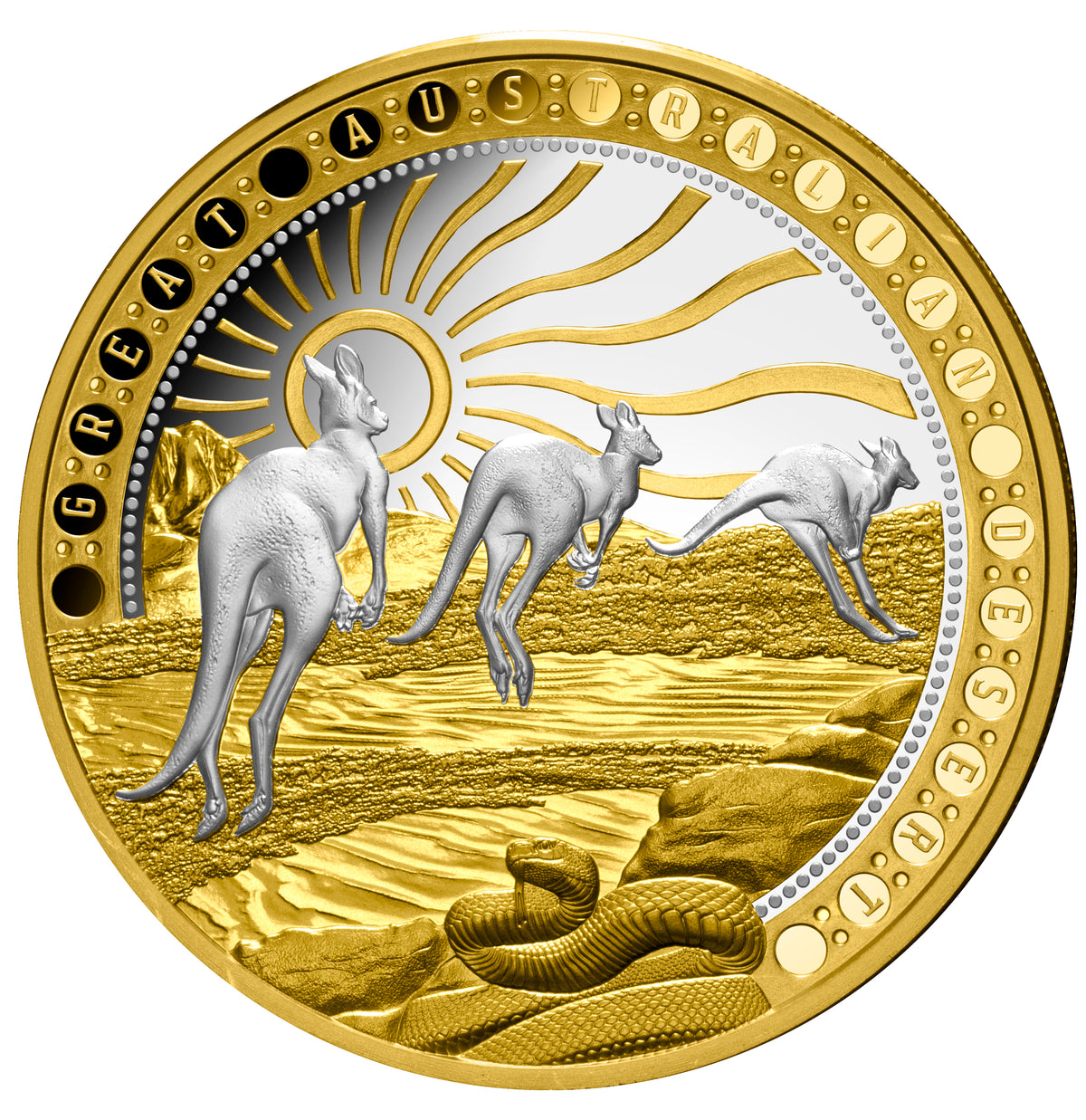 Niue 2023 $100 Great Australian Desert 1oz .9999 Gold Platinum Plated Proof Coin