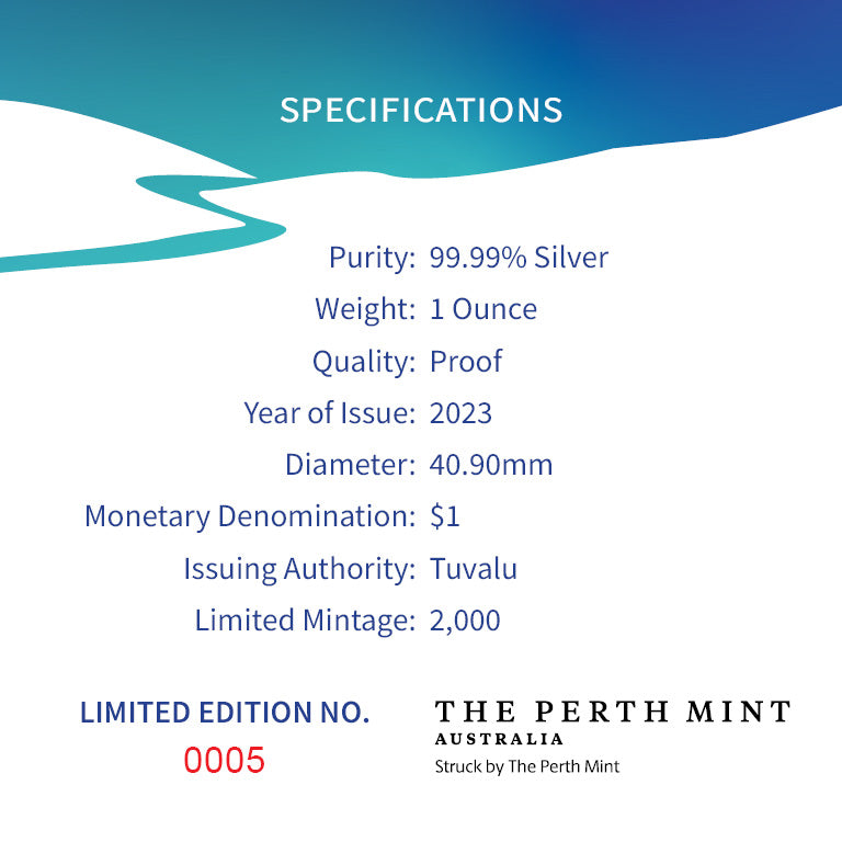 Tuvalu 2023 $1 Aurora Borealis 1oz Colour .9999 Silver Proof Perth Mint