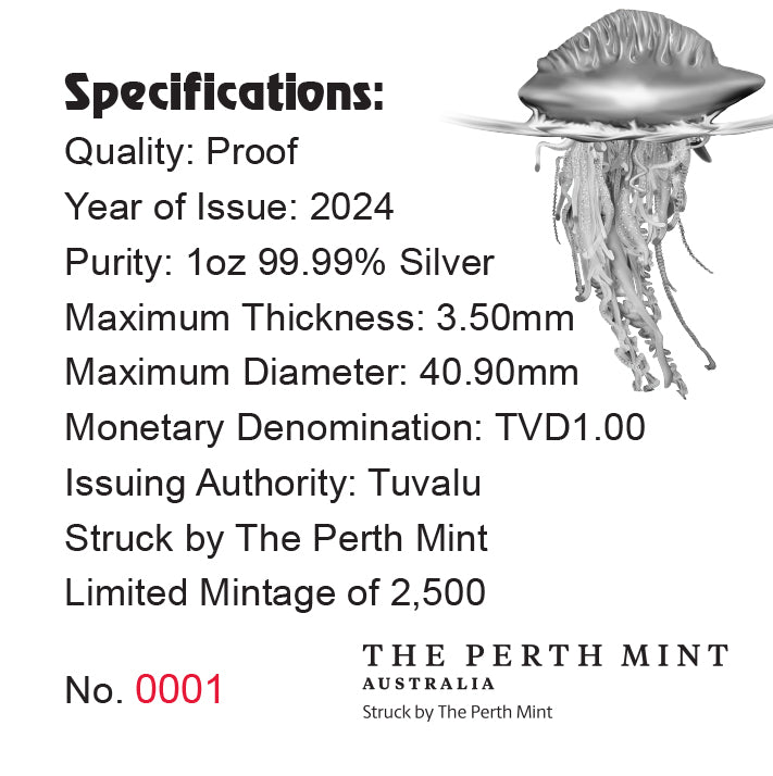 Tuvalu 2024 $1 Blue Bottle Deadly & Dangerous 1oz .9999 Silver Proof