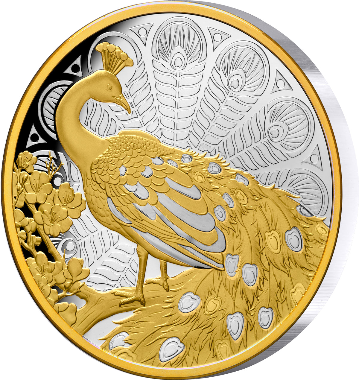 Niue 2024 $1 Peacock 1oz .999 Gold-plated Silver Proof Coin
