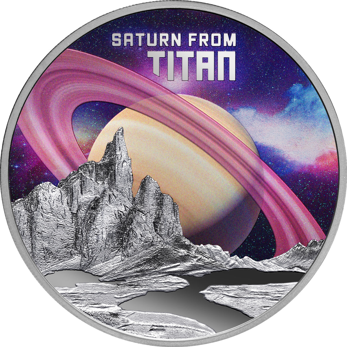 SATURN Niue 2025 $1 SATURN FROM TITAN 1oz .999 Silver