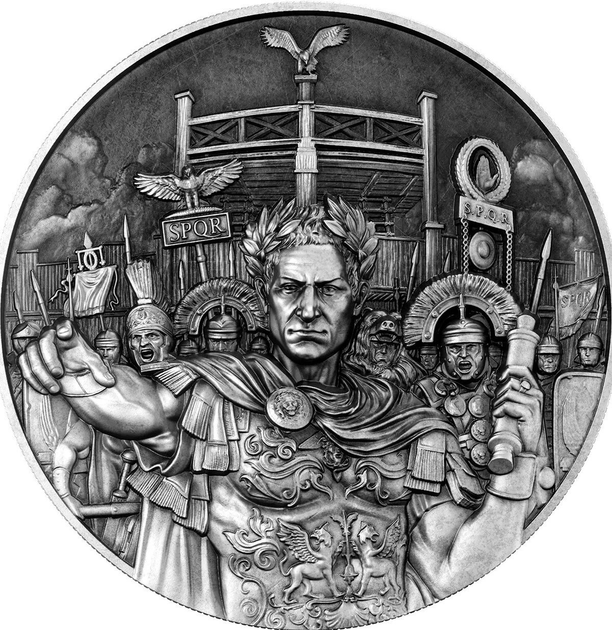 PRE-ORDER Chad 2025 10000 Francs CFA Julius Caesar - Master of War - 2 oz .999 Pure Silver Coin
