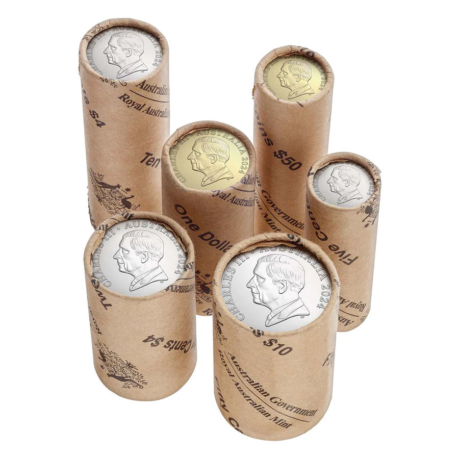 Australian King Charles III Effigy 2024 Premium Seal 6 Coin Roll Set
