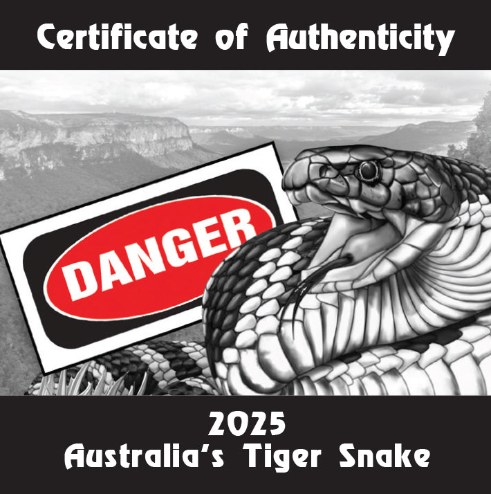 Tuvalu 2025 $1 Deadly & Dangerous TIGER SNAKE 1oz .9999 Silver Proof Coin PERTH MINT