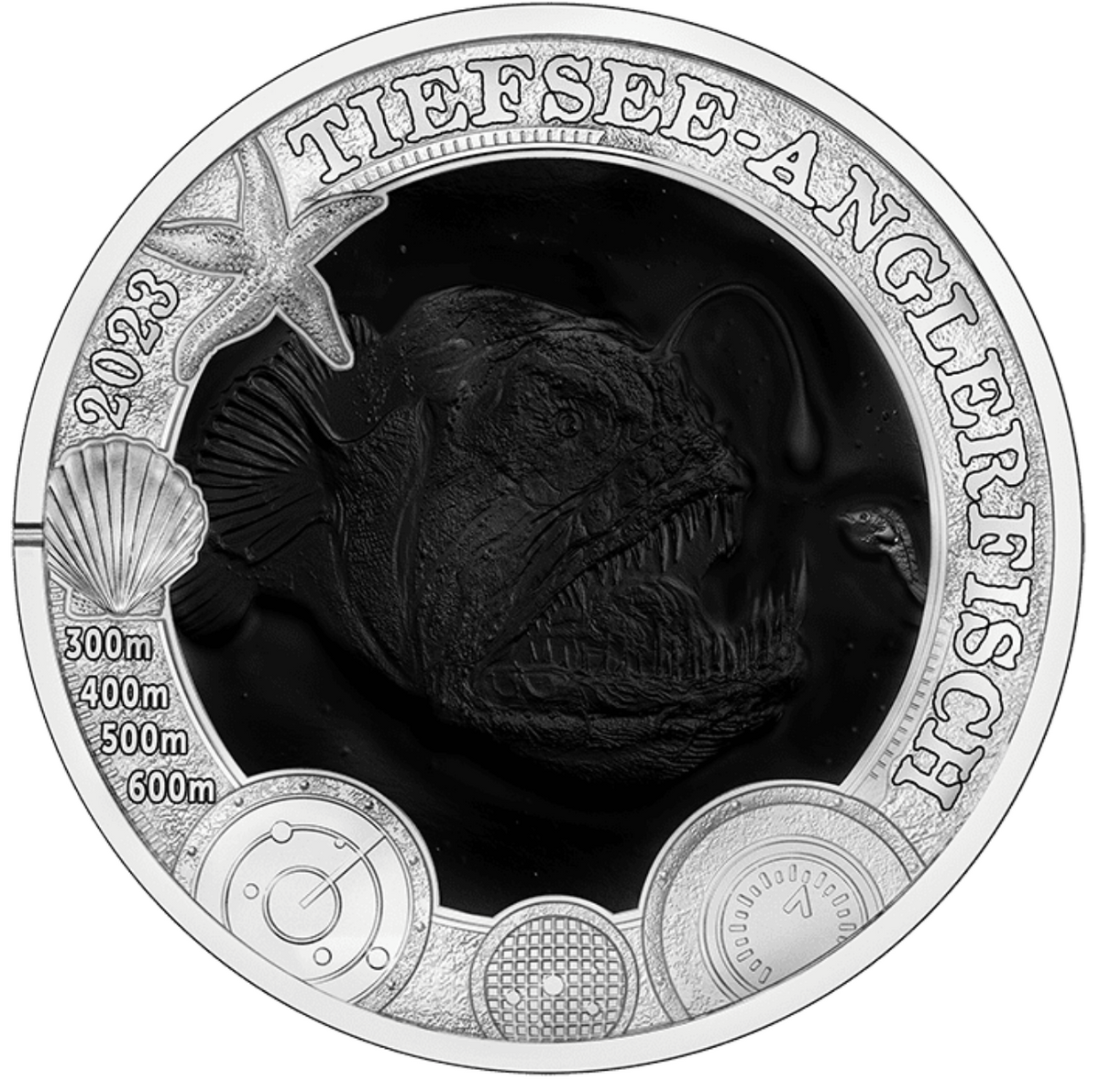 Republic of Austria 2022 3 Euro DEEP SEA ANGLERFISH- Luminous Marine Life Series (Glows under UV Light)