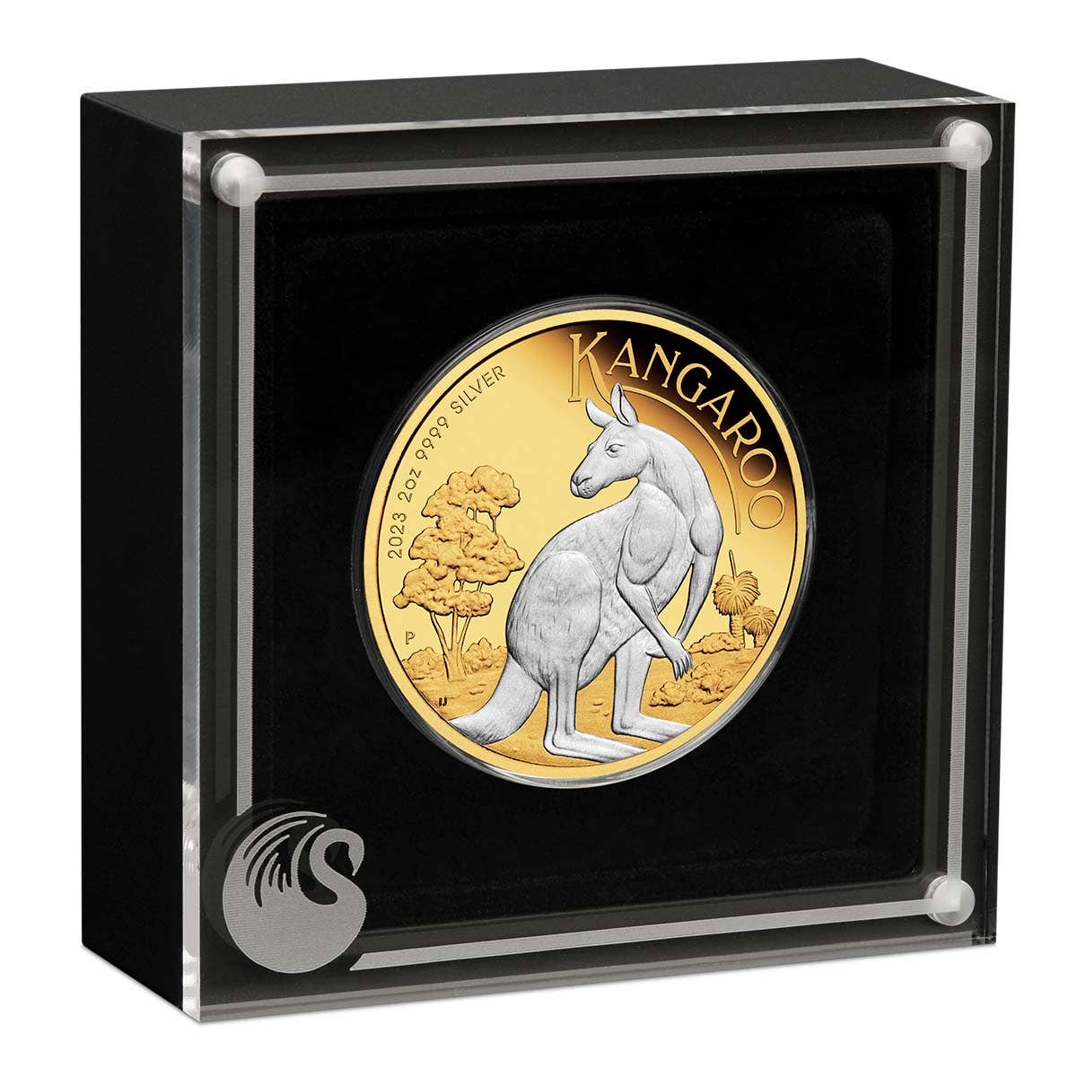 Australian Kangaroo 2023 $2 2oz 99.99% Silver Reverse Gilded Coin Perth Mint