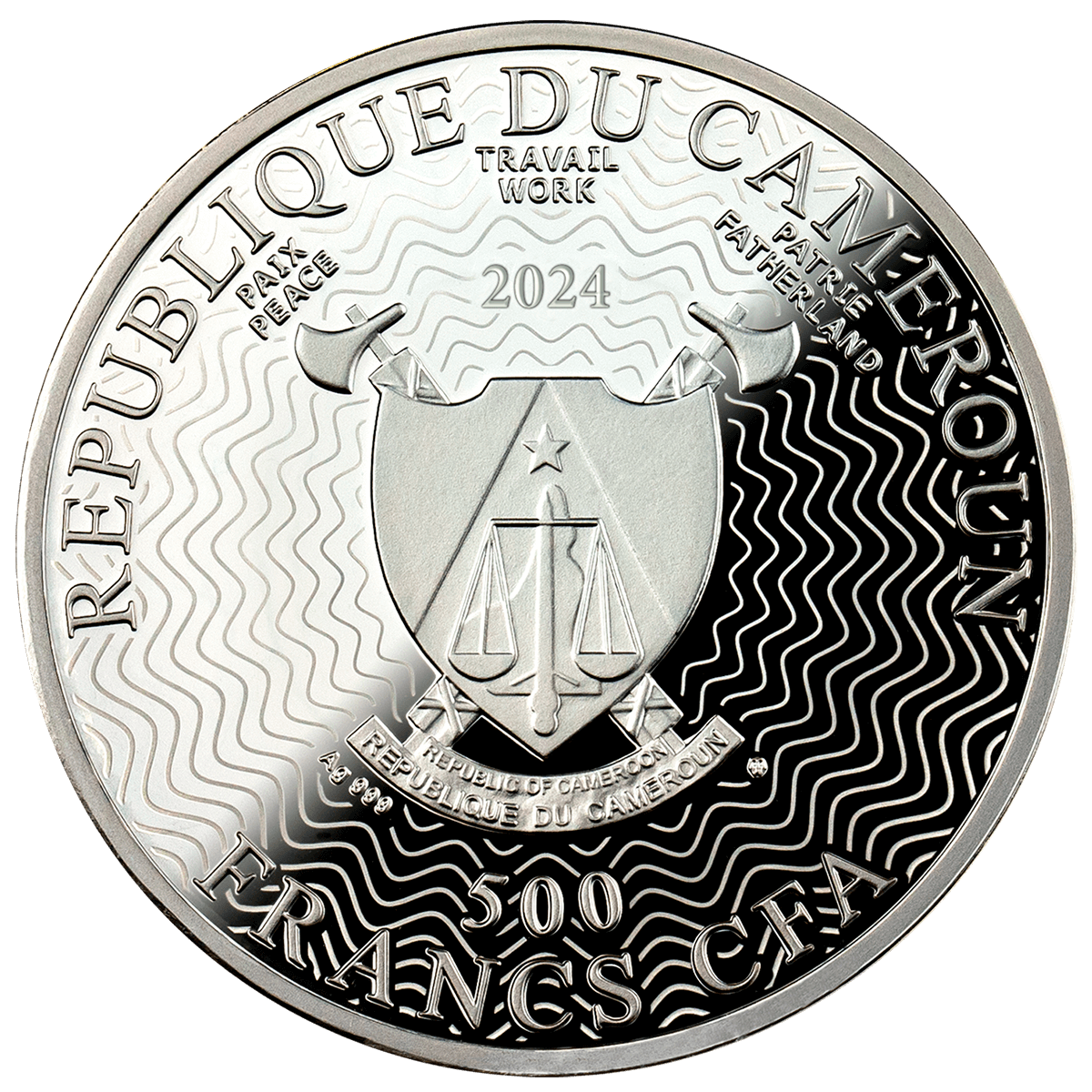 Cameroon 2024 500 Francs CFA Galaxies -NGC 1232 17.50g Silver Black Proof Coin