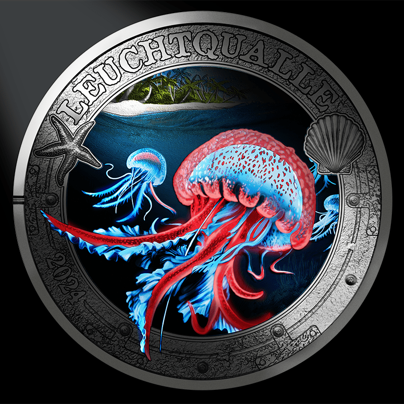 Republic of Austria 2022 3 Euro MAUVE STINGER- Luminous Marine Life Series (Glows under UV Light)