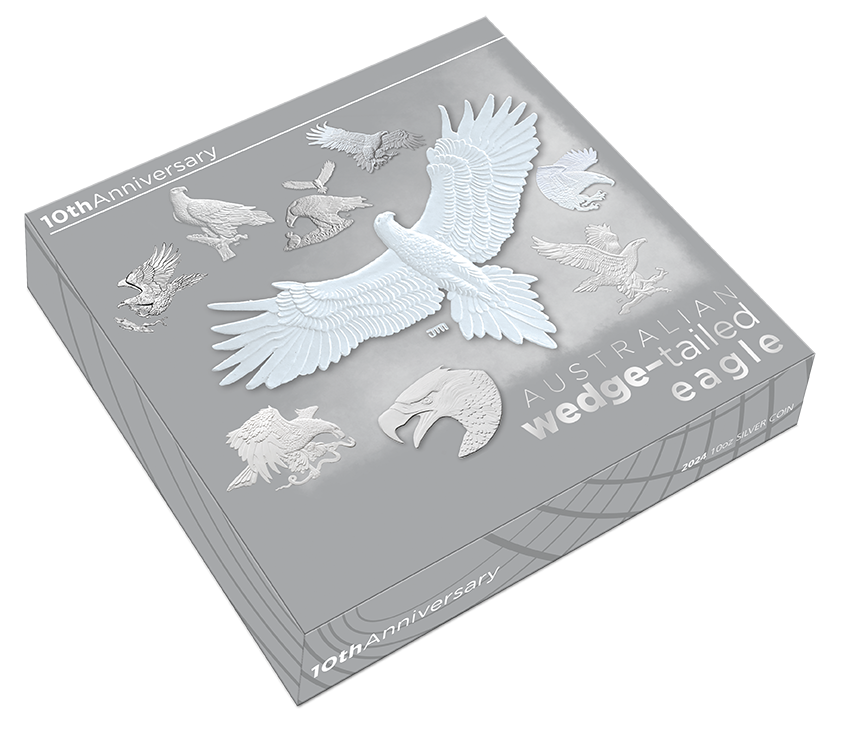 Australia 2024 $10 Wedge Tailed Eagle 10oz .9999 Silver Proof Coin - 10th Anniversary