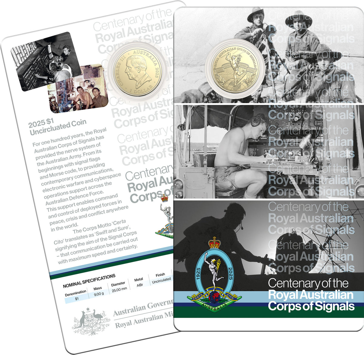 Australia 2025 $1 CENTENARY of ROYAL AUSTRALIAN CORPS of SIGNAL Uncirculated Coin