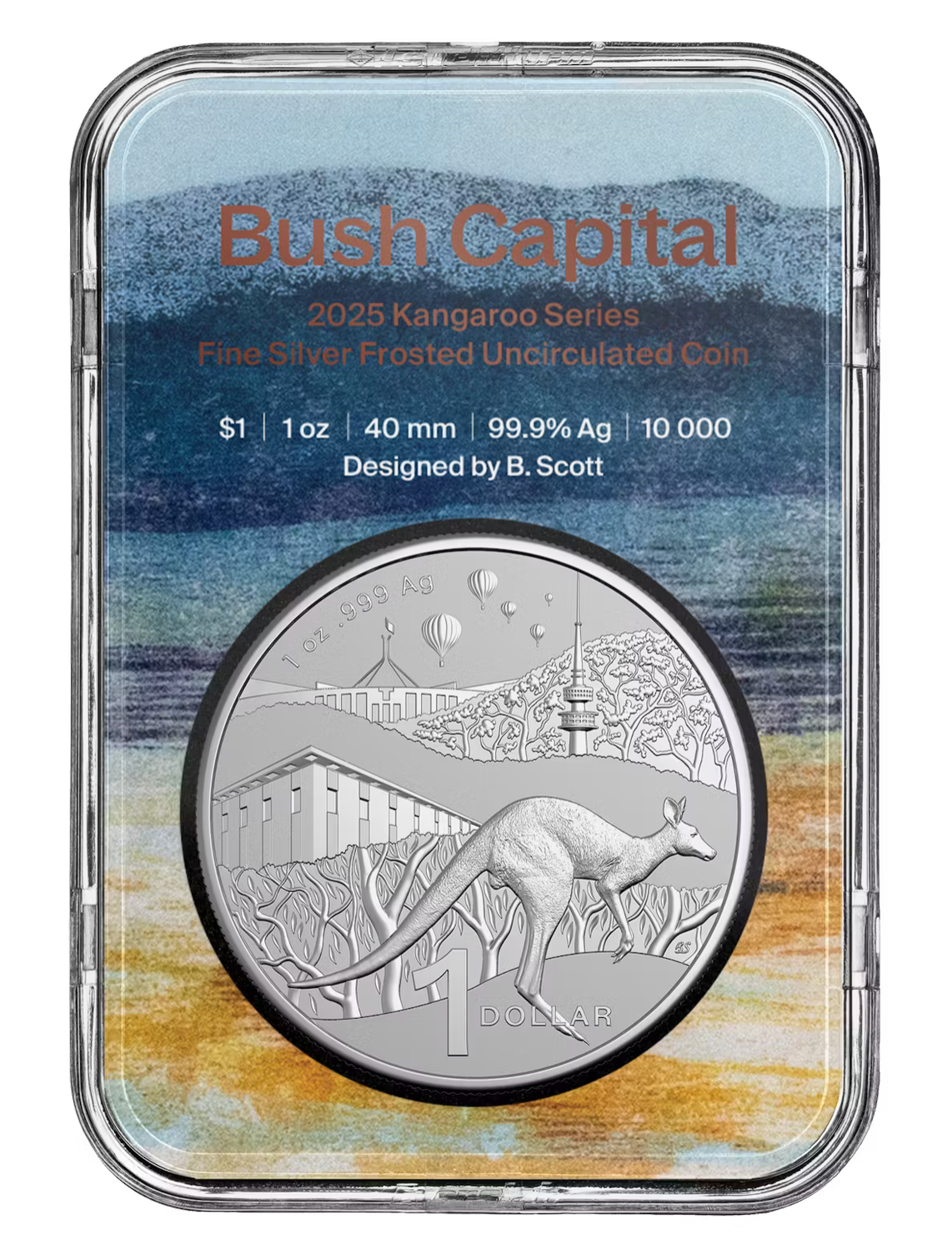 Australia 2025 $1 KANGAROO SERIES - BUSH CAPITAL CANBERRA ACT 1oz .999 Fine Silver Coin