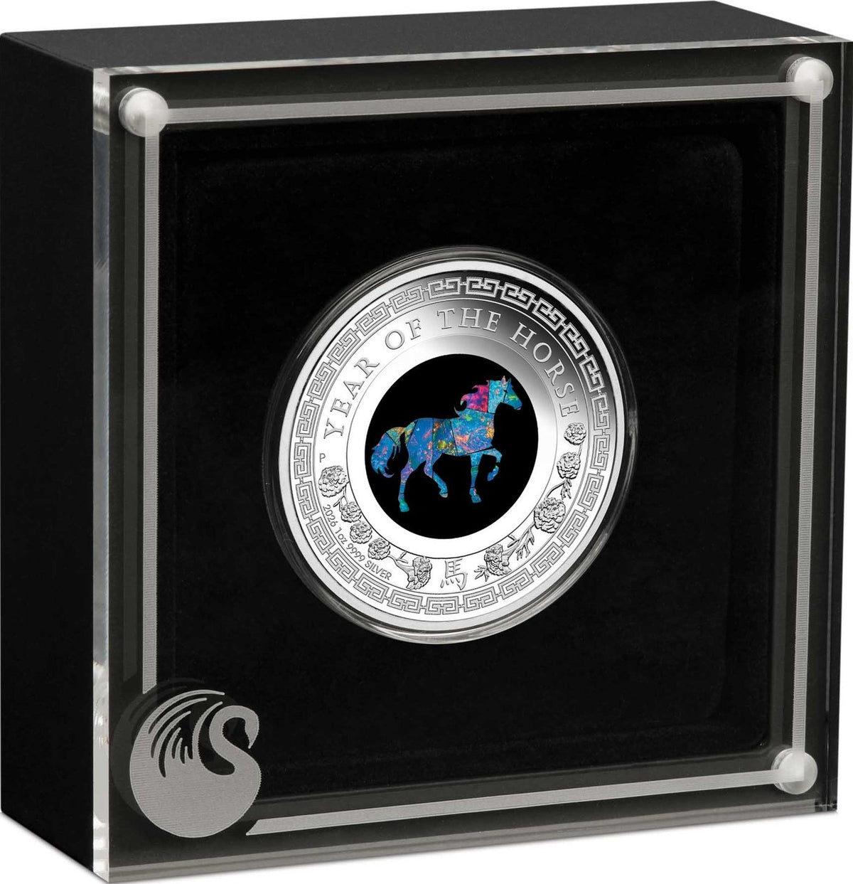 Australia 2026 $1 Lunar Year of the Horse - Opal 1oz .9999 Silver Proof Coin Display Case