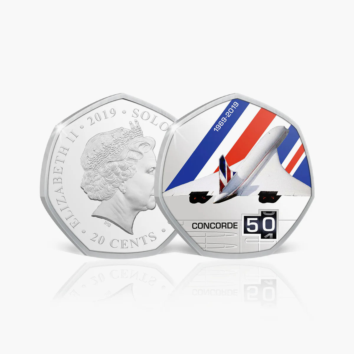 Solomon Islands 2019 20 Cents CONCORDE 50th ANNIVERSARY 8-Coin Collection Obverse and Reverse