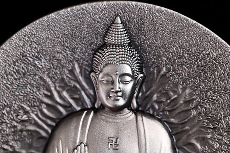 Chad 2025 2000 Francs CFA The Buddha - Creator of Buddhism 2oz .999 Silver Bi-Metal Antiqued