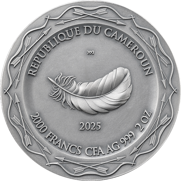 Cameroon 2025 2000F RESTING DIANA Celestial Beauty 2 oz Antiqued Silver Coin
