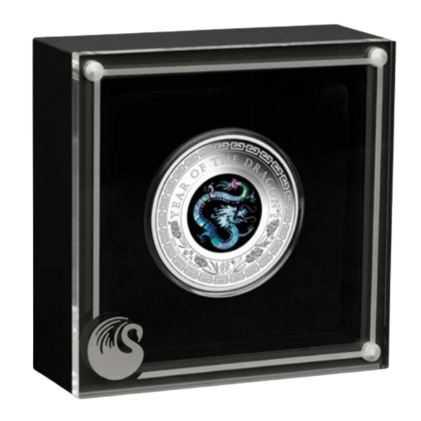 Australia 2024 $1 Lunar Year of the Dragonr Opal 1oz 99.99% Silver Proof Coin Perth Mint