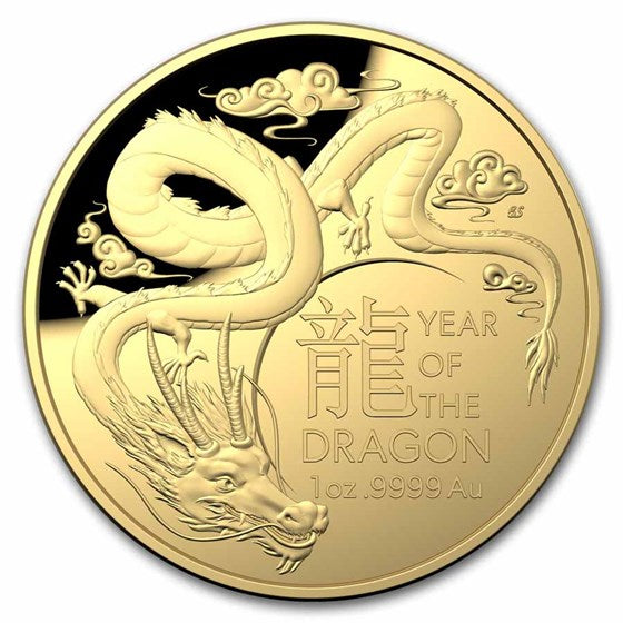 Australia 2024 $100 Lunar Dragon 1 Oz .9999 Gold Domed Proof Coin Royal Australian Mint