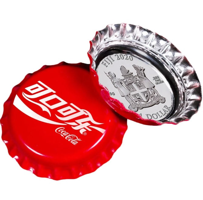 Fiji 2020 $1 Coke Coca-Cola Bottle Cap China Edition 6g Silver Proof