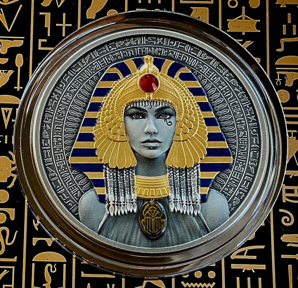 Niue 2025 $5 CLEOPATRA 2 Oz .999 Selectively Gold Plated Antique Silver Coin