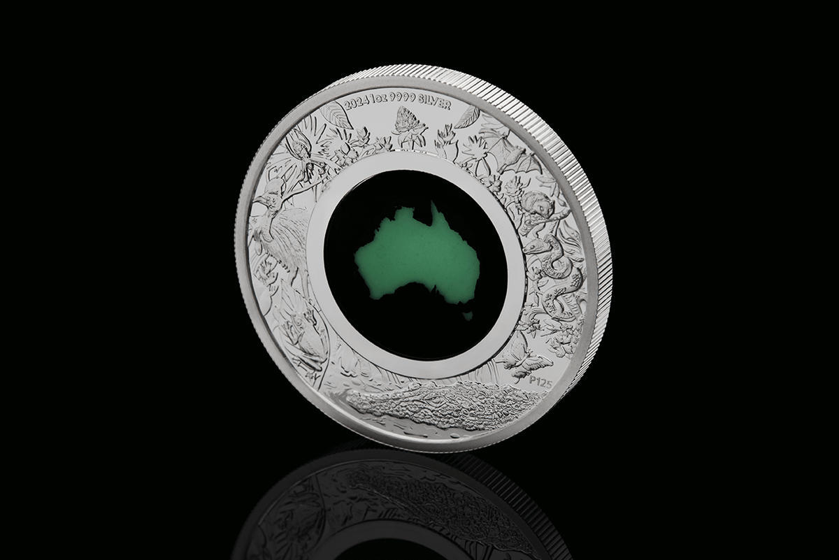 Australia 2024 $1 Great Southern Land 1 oz .9999 Silver Proof Chrysoprase Coin Perth Mint