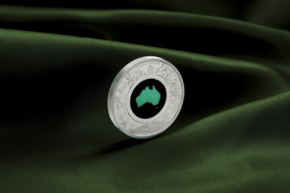 Australia 2024 $1 Great Southern Land 1 oz .9999 Silver Proof Chrysoprase Coin Perth Mint