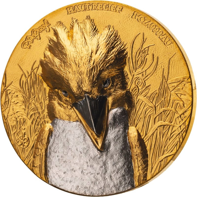 Ivory Coast 2023 100 Francs CFA De Greef Edition Signature KOOKABURRA High Relief 1 oz .999 Gold Proof Coin