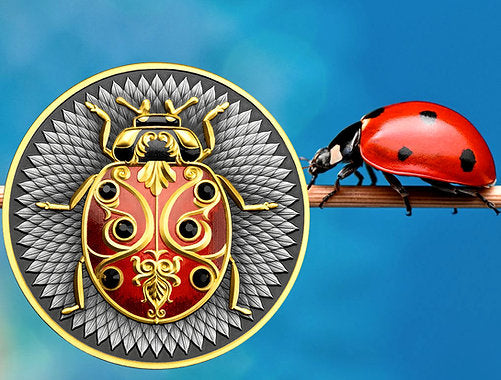 Niue 2024 $5 Ladybug 2 oz Silver Coin With Crystal Insert