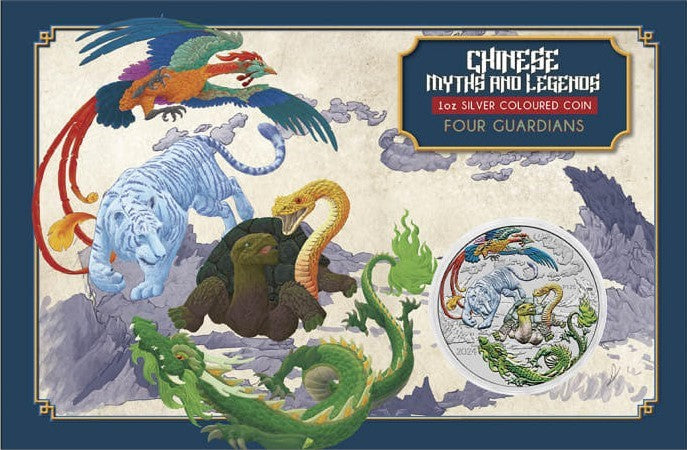 Australia 2024 $1 Chinese Myths and Legends - Four Guardians Lan 1oz.9999 Silver Carded Coloured BU Perth Mint